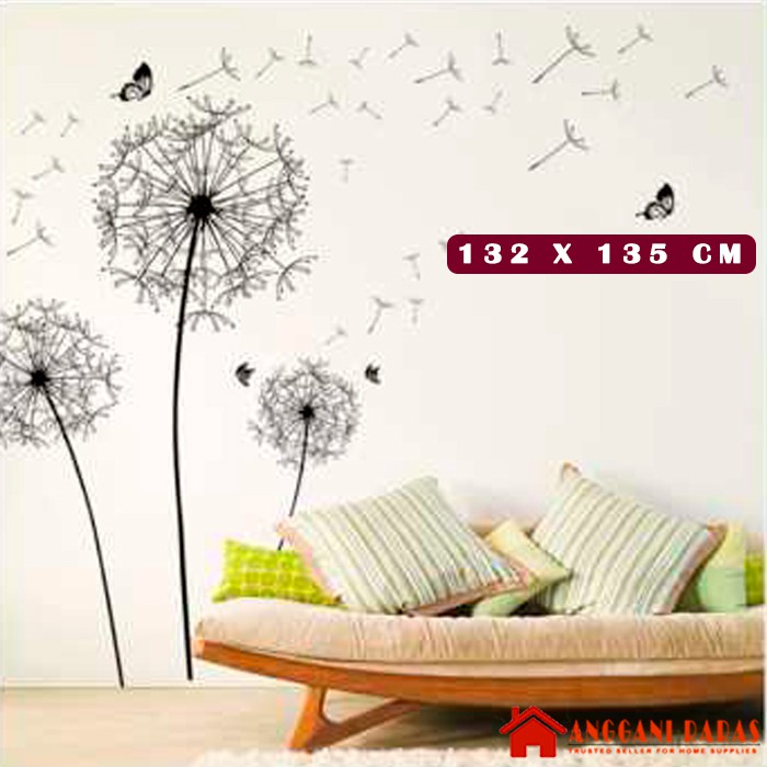 Wallpaper Sticker Dinding Walpaper Stiker Dinding Tembok Black Dandelion