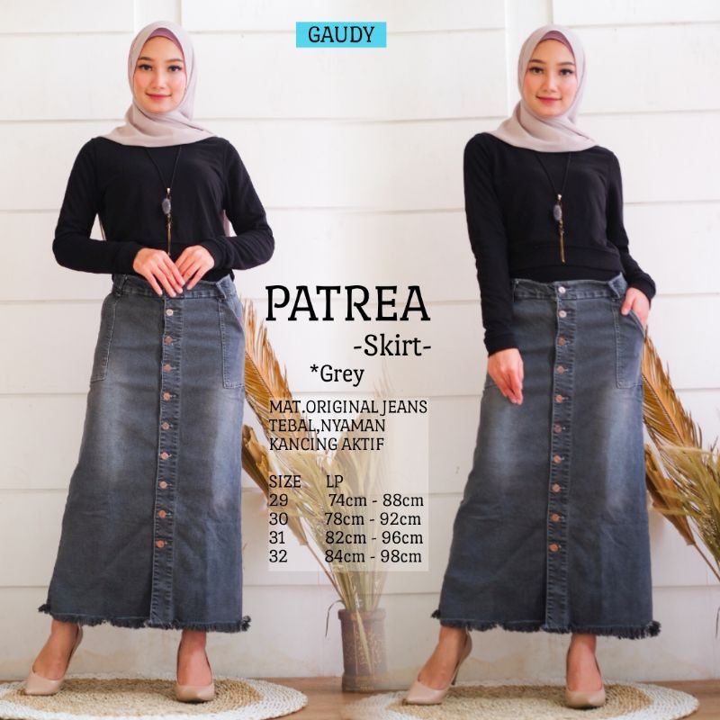 ROK JEANS PANJANG GISCA KANCING DEPAN