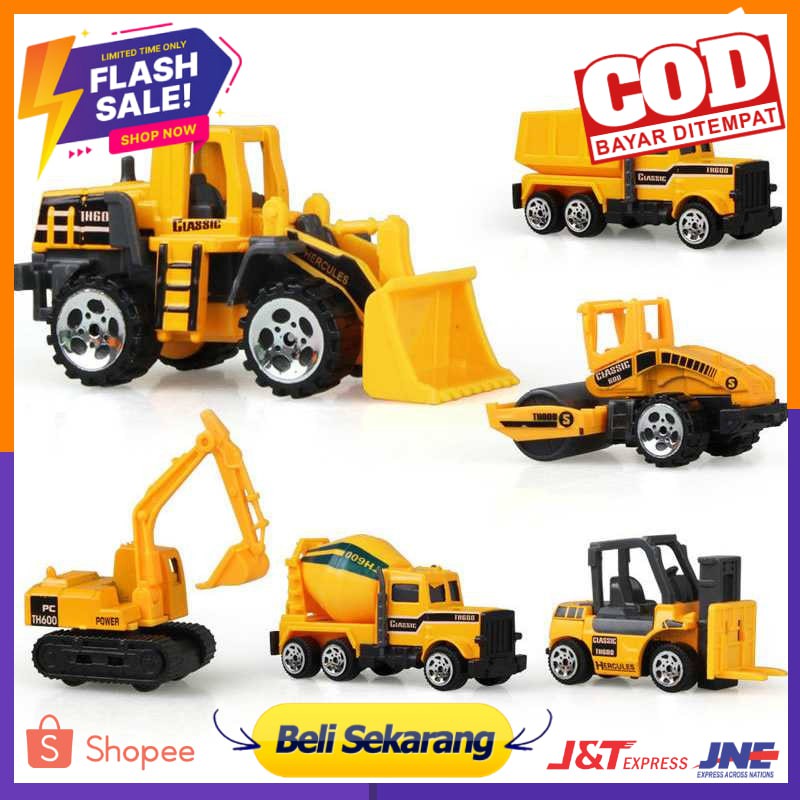 Mainan Anak Mobil-Mobilan Truck Konstruksi Diecast isi 6PCS / Mainan Mobil Truck- CP1073