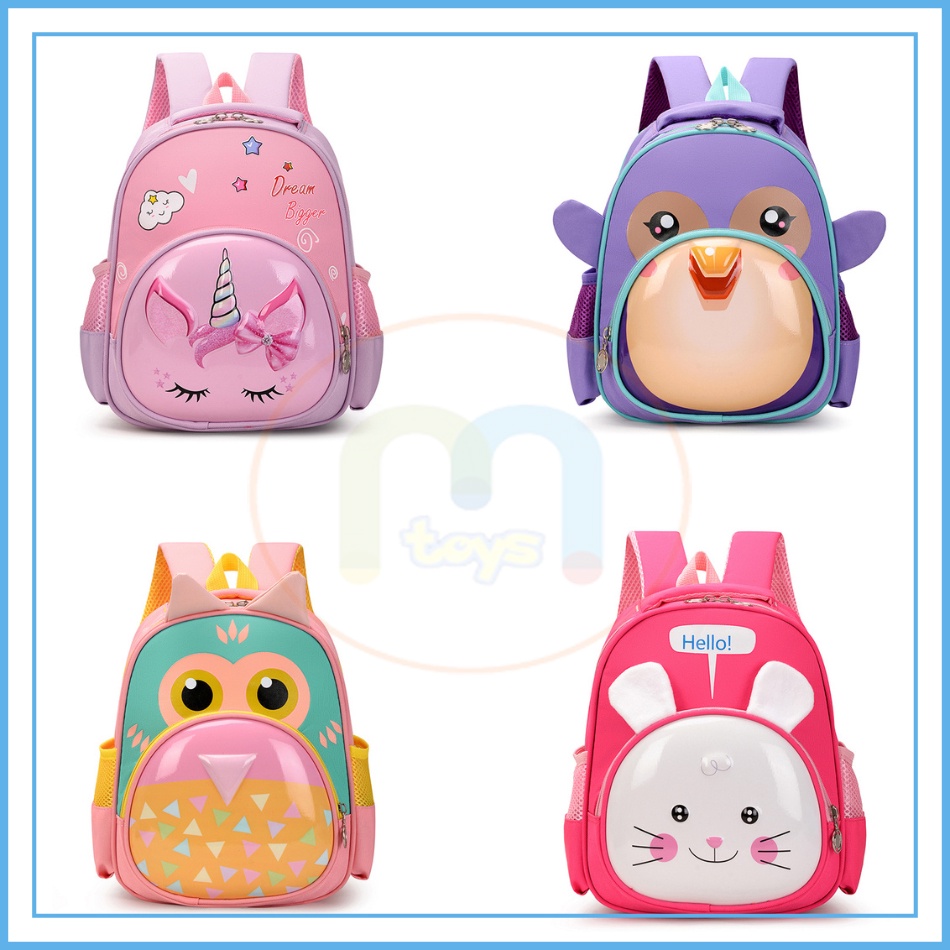 [MTOYS] Tas Ransel Anak Sekolah PG/PAUD lucu keren motif timbul karakter kartun hewan 3D Dimensi untuk Cewek- Kualitas Import Premium -M0178