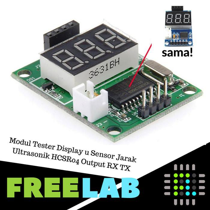 Modul Tester Display u Sensor Jarak Ultrasonik HCSR04 Output RX TX