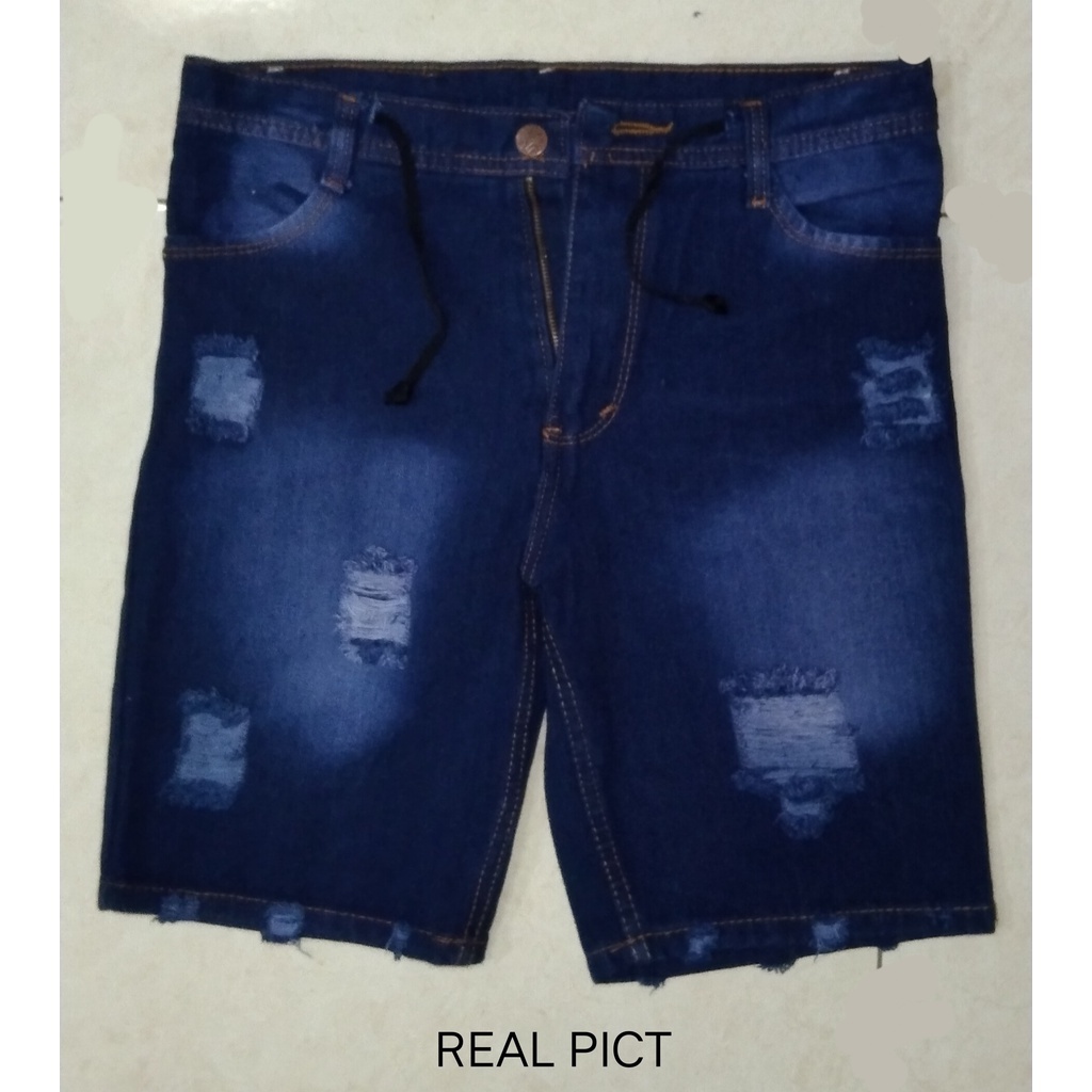 Celana Pendek Jeans Sobek Pria Jeans Ripped Celana Jeans Pendek Sobek Pria Wisker Robek Distro Premium Original Biru Muda Navy Hitam Snow Blue Black Bio Blitz