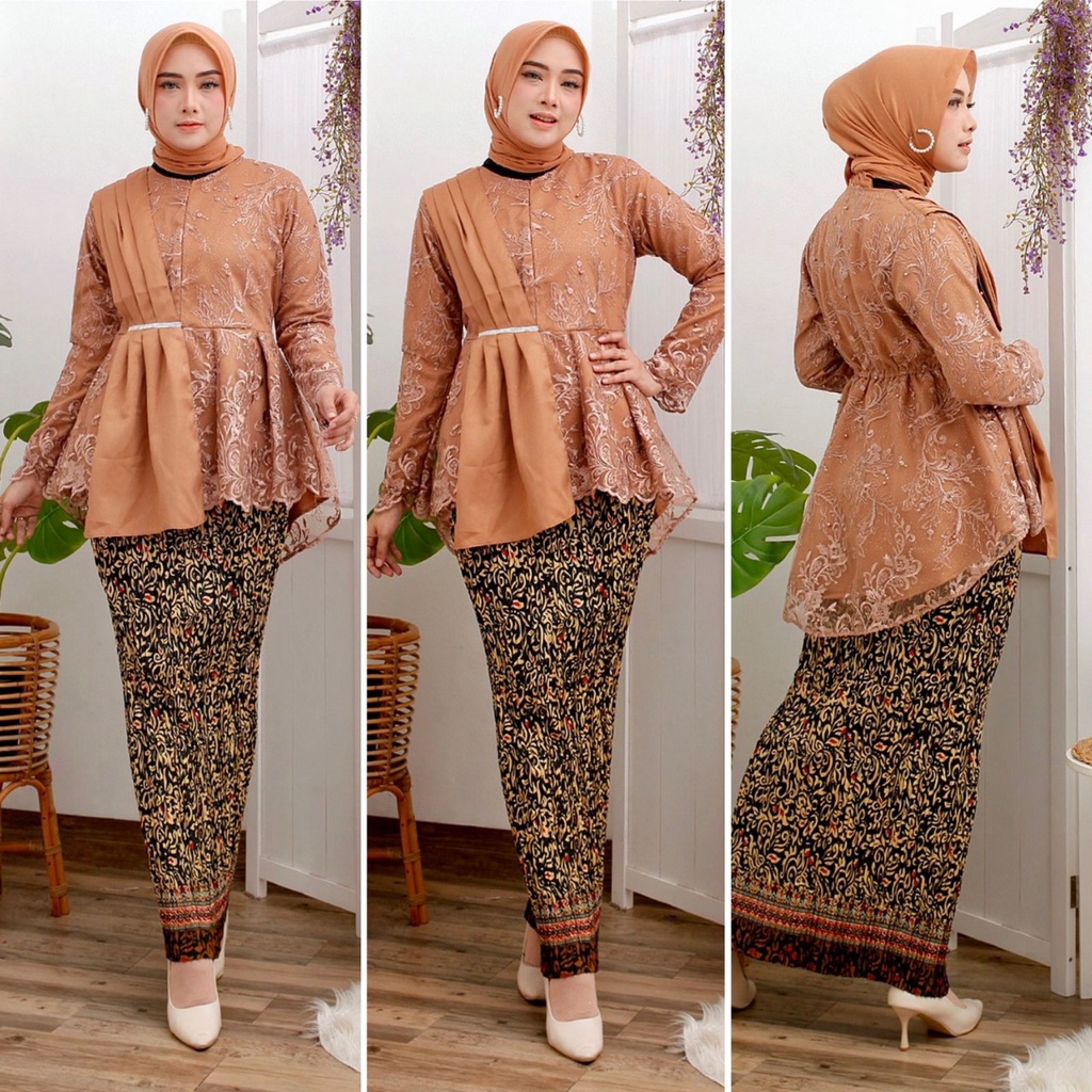 KEBAYA SELENDANG KEBAYA Busui MODERN KEBAYA BRUKAT MODERN KEBAYA WISUDA KEBAYA BRUKAT TILLE / Setelan Kebaya Rok Plisket Batik