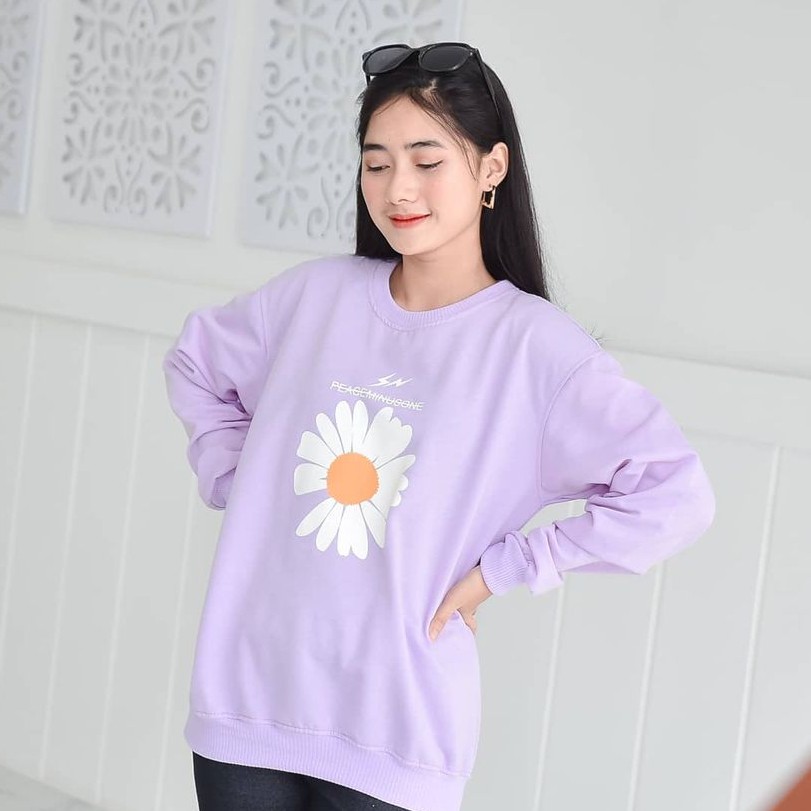One Daisy Sweatshirt - Sweatshirt Pria dan Wanita-Lilac