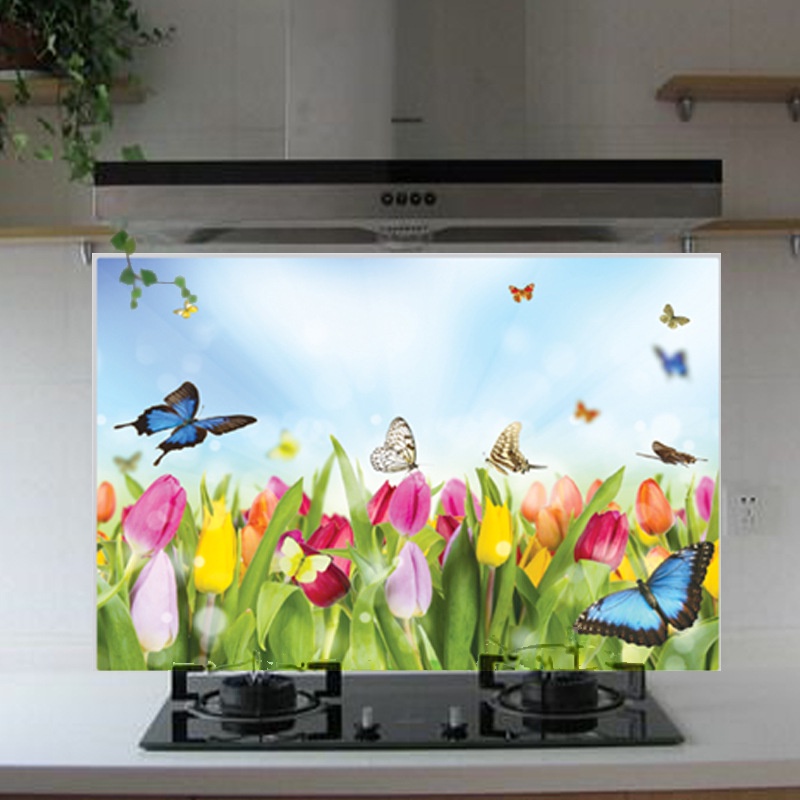 RELIZA Stiker Dapur Flowers Tulip Bunga (75x45) Kitchen Waterproof Oilproof Tahan Air Minyak TT-008