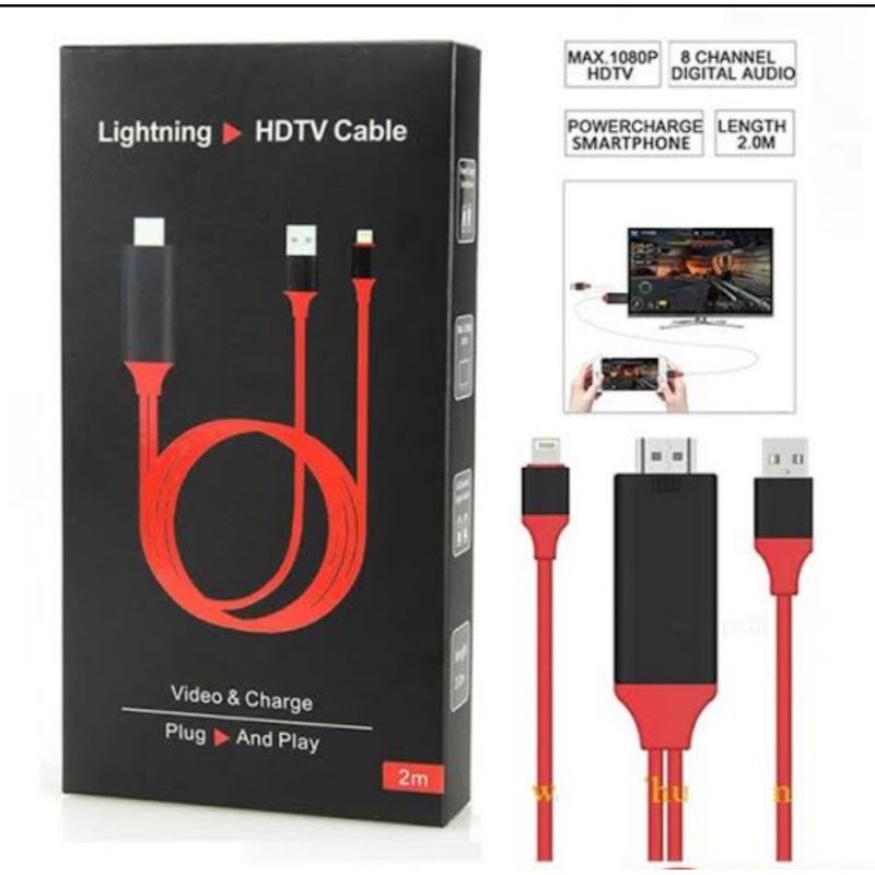 Kabel MHL Iphone IOS ke TV HDTV Lightning to HDMI Video