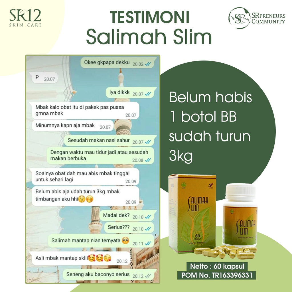 AMPUH SALIMAH SLIM SR12 / PENURUN BERAT BADAN / PELANGSING HERBAL ALAMI / OBAT DIET