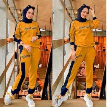 Setelan wanita baju olahraga muslimah dewasa kekinian terbaru 2021 modis stylish bv set sport girl