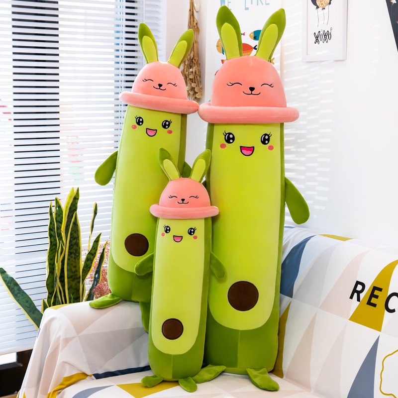 Guling Boneka Avocado Topi Bunny  Bahan Plush