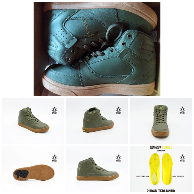 Sepatu Aerostreet Hoops High Gum Olive