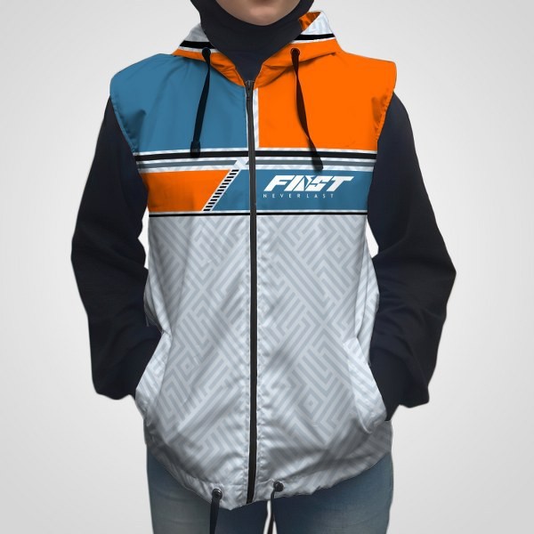Rompi Printing Parasut Wanita Pria Vest Hoodie Olahraga Running dan Sepeda VJS-001 Custom
