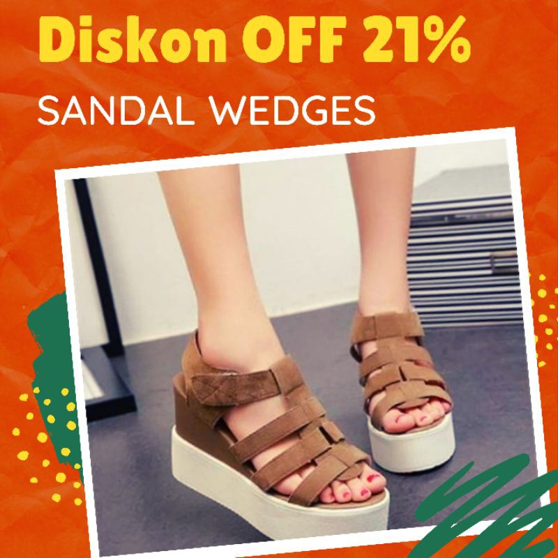Sandal wedges hitam - Sandal wanita wedges - Wedges sandal