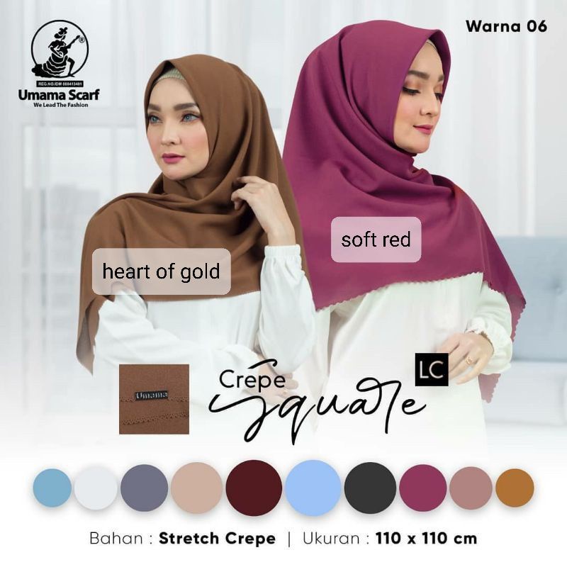 UMAMA SCARF Hijab segiempat Crepe Square Lc Size 110 x 110 cm