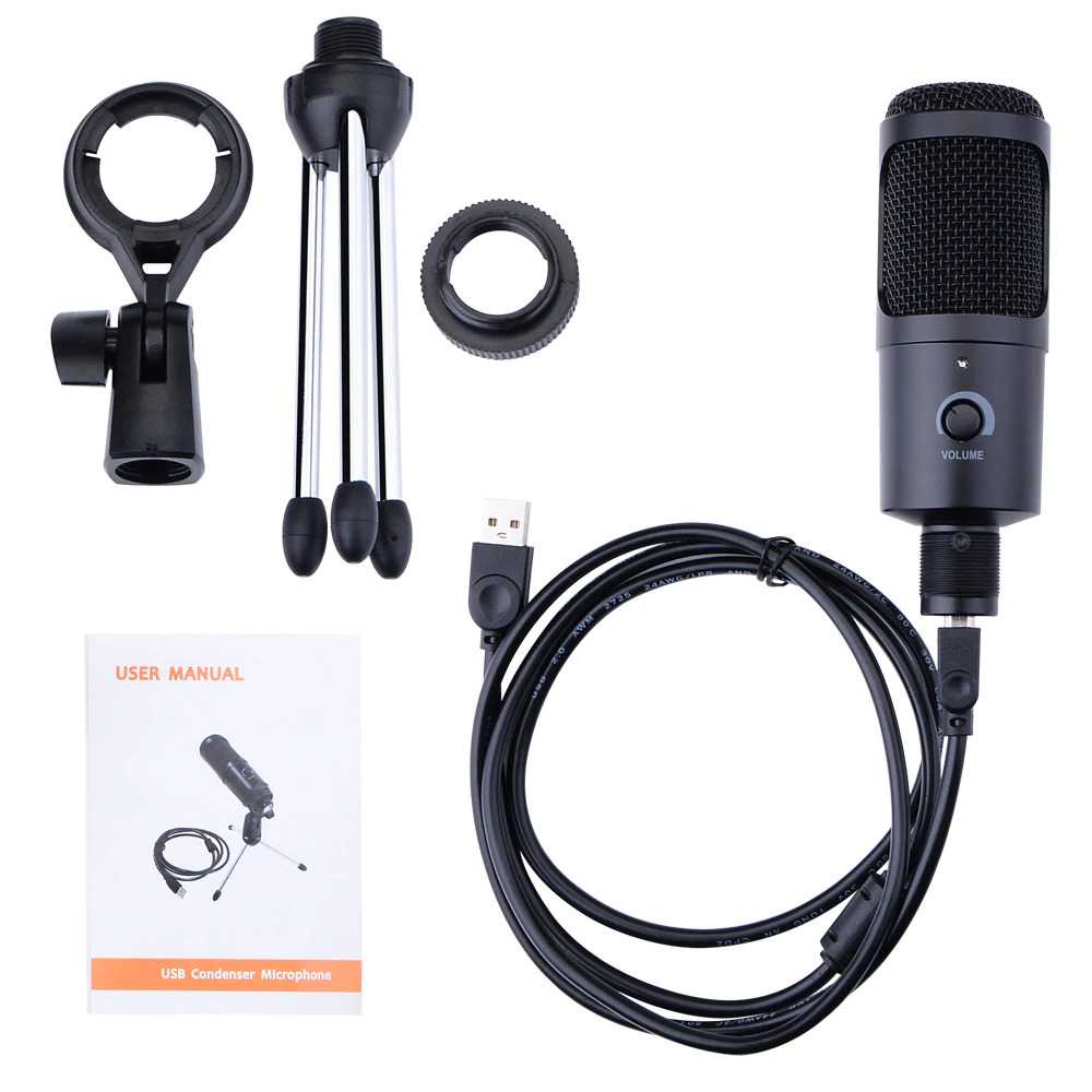 MIC-017 Microphone Condenser Mic USB Mikrofon Plus Tripod Mini Studio Vocal Recording Laptop PC MacBook Mac OS / USB Mikrofon Studio