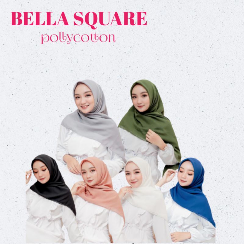 Jilbab Bella Square Polycotton Terlaris || Jilbab Segiempat Murah-0
