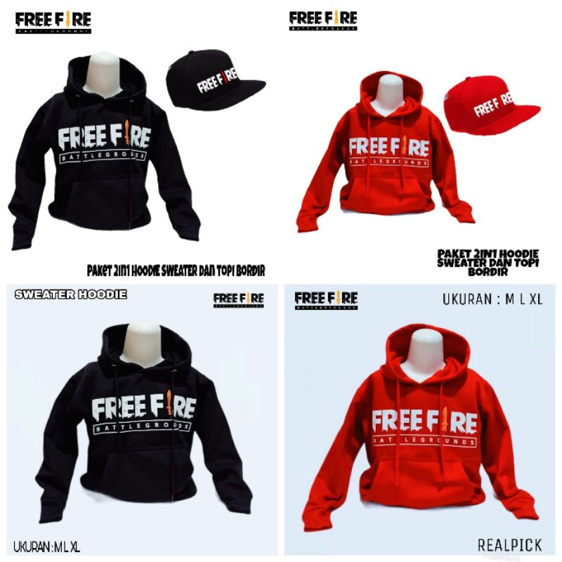 Jaket anak ff jaket kupluk freefire spaket topi