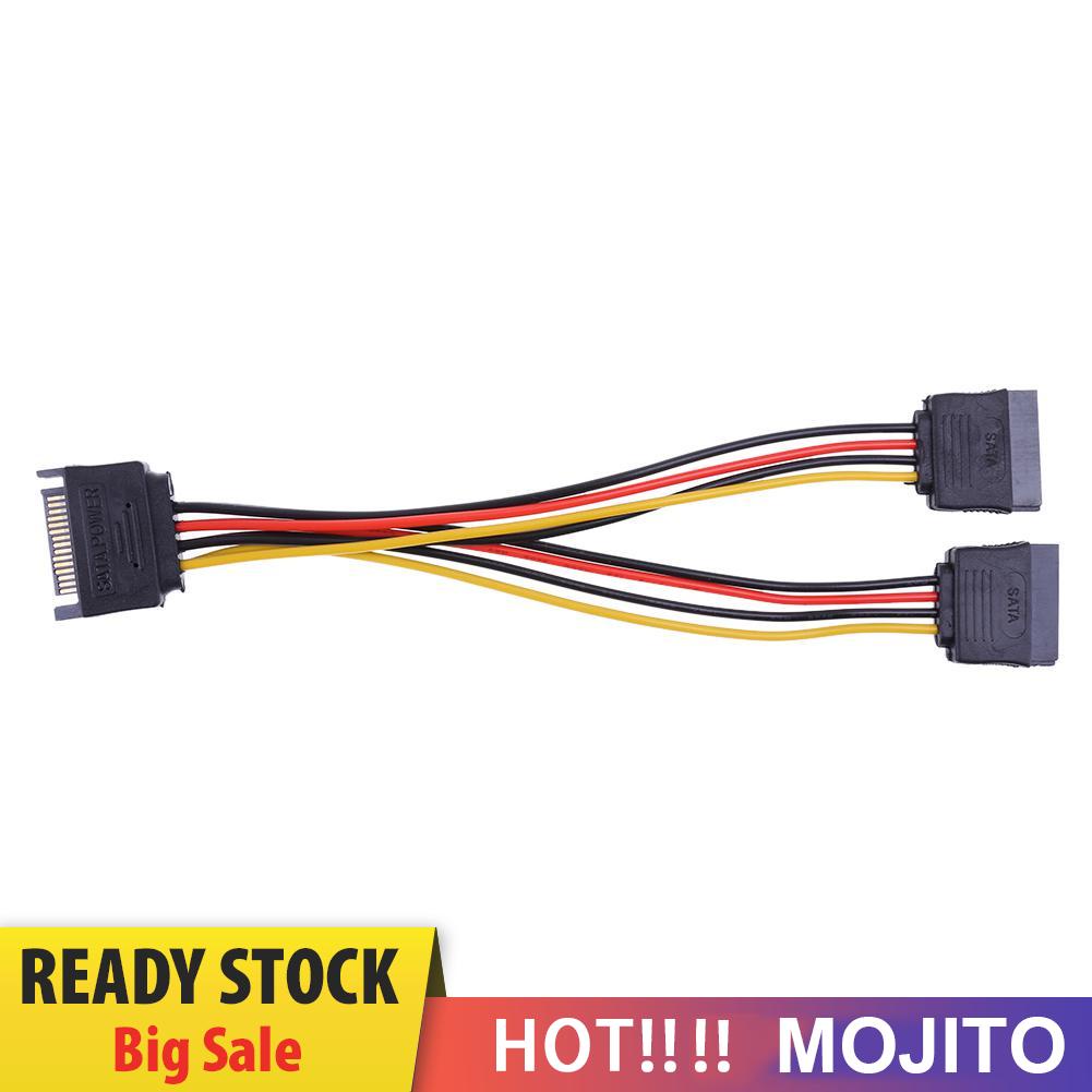 MOJITO 15Pin SATA Port to 2 15Pin SATA Splitter Cable Extender Power Adapter Cable