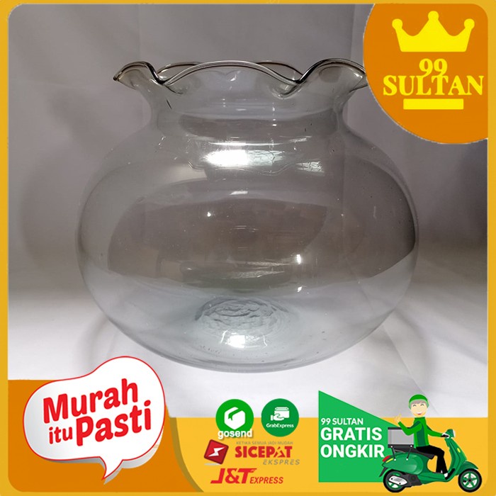 Mangkok Kaca - Dlx Aquarium Shella 12.3L - Aquarium Kaca Bulat Besar Fish Bowl Pot