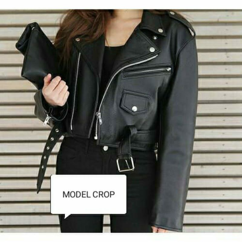 Jaket Kulit Wanita Blazer Semi Kulit Sintetis Terbaru Crop