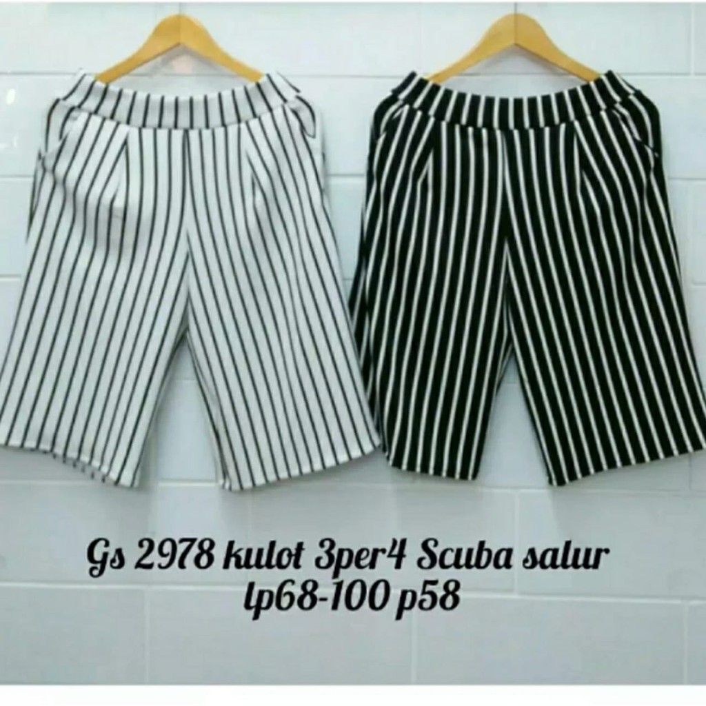 kulot Pendek salur 3/4 jumbo / Wafel Crepe / Celana Pendek Motif