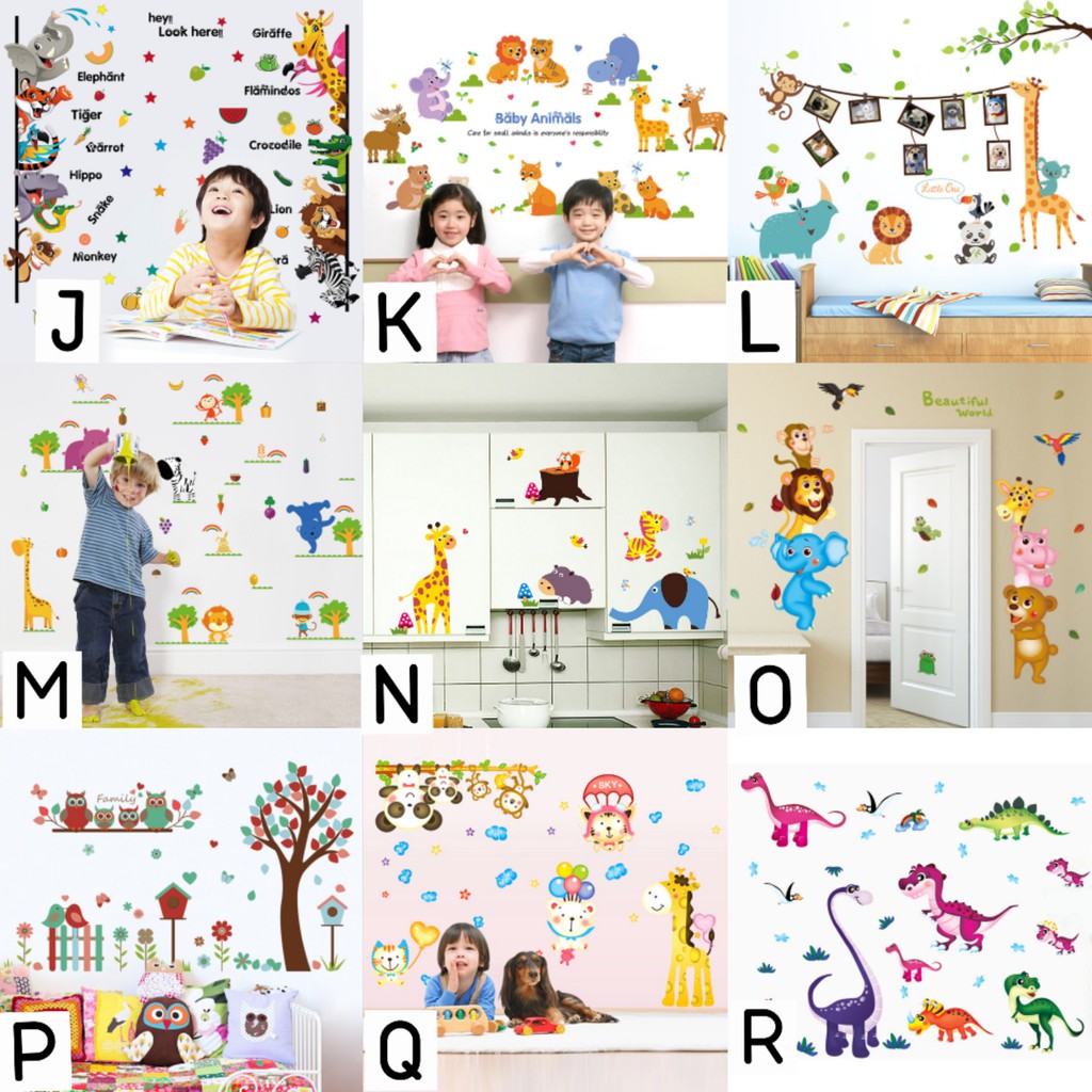 Reliza Wall Sticker Animal Hewan Anak Study Stiker Dinding Wallsticker LDR23