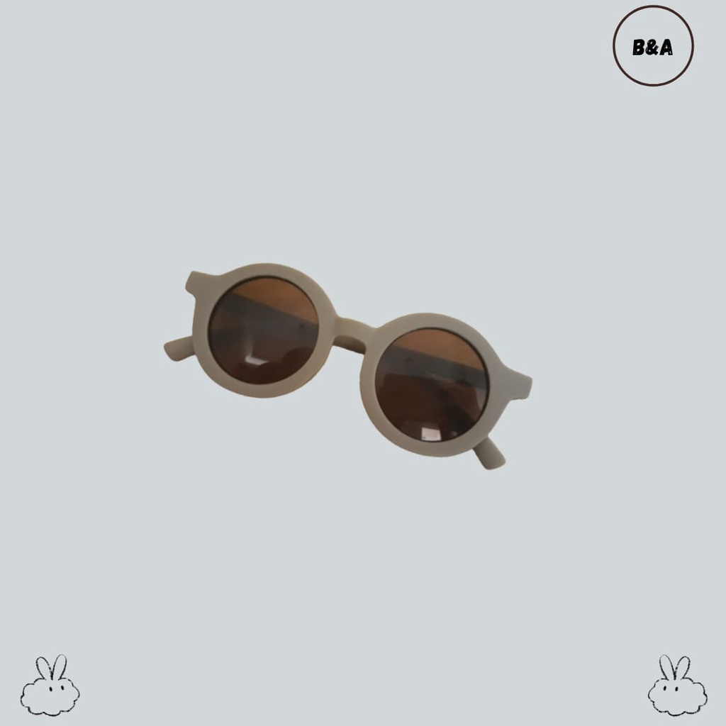 Kacamata Anak Retro Bulat Boboho Cewek Cowok Laki Perempuan Lucu Murah Untuk Usia 0-8 Tahun-Brown