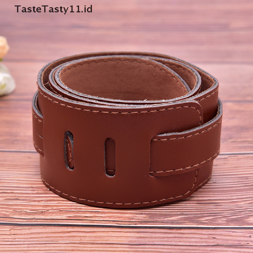 Strap Belt Adjustable Bahan Kulit Tebal Warna Coklat Untuk Gitar Akustik Elektrik Bass