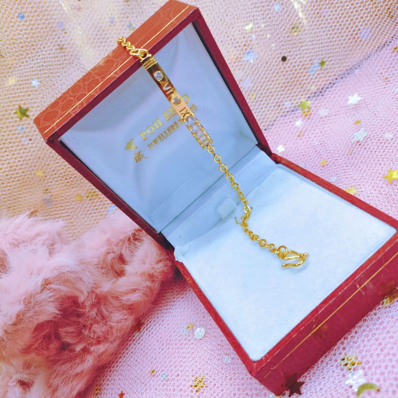 Gelang Tangan Wanita Titanium Anti Karat Lapis Emas601MR