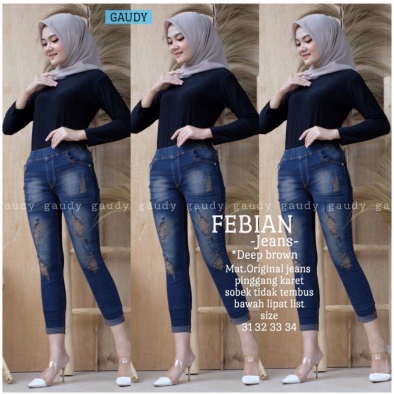 (27-38) FEBIAN JEANS | CELANA JEANS SOBEK TIDAK TEMBUS | LGG LIST