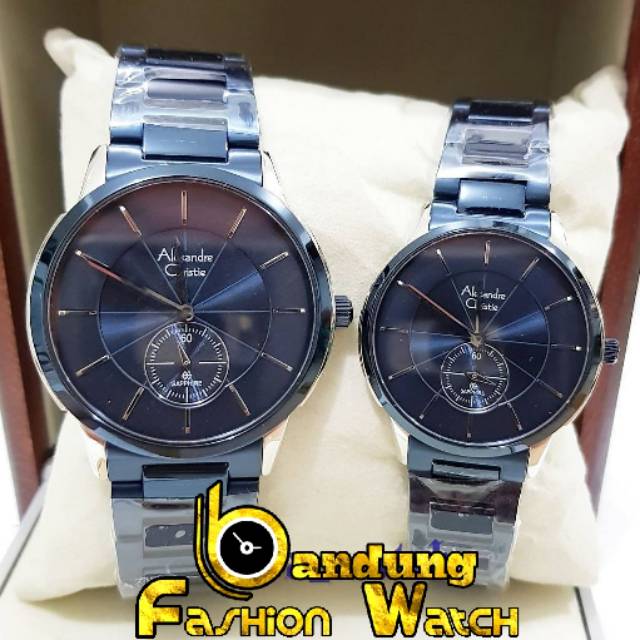 Jam Tangan Couple Elegant Alexandre Christie AC 8546 Blue Original