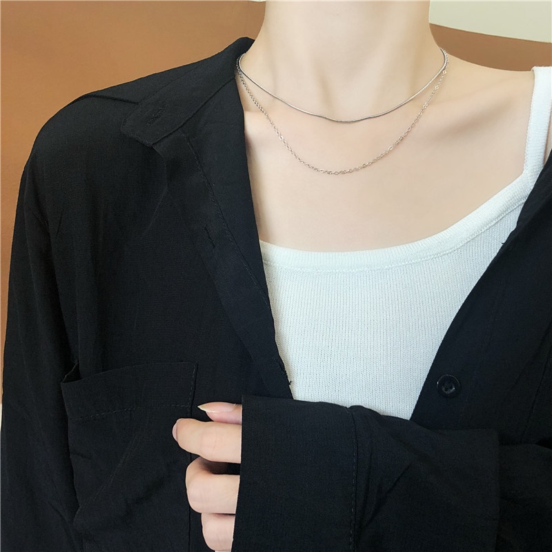 Simple Ins Style Double-layer Thin Chain Necklace Female Sweet Clavicle Chain