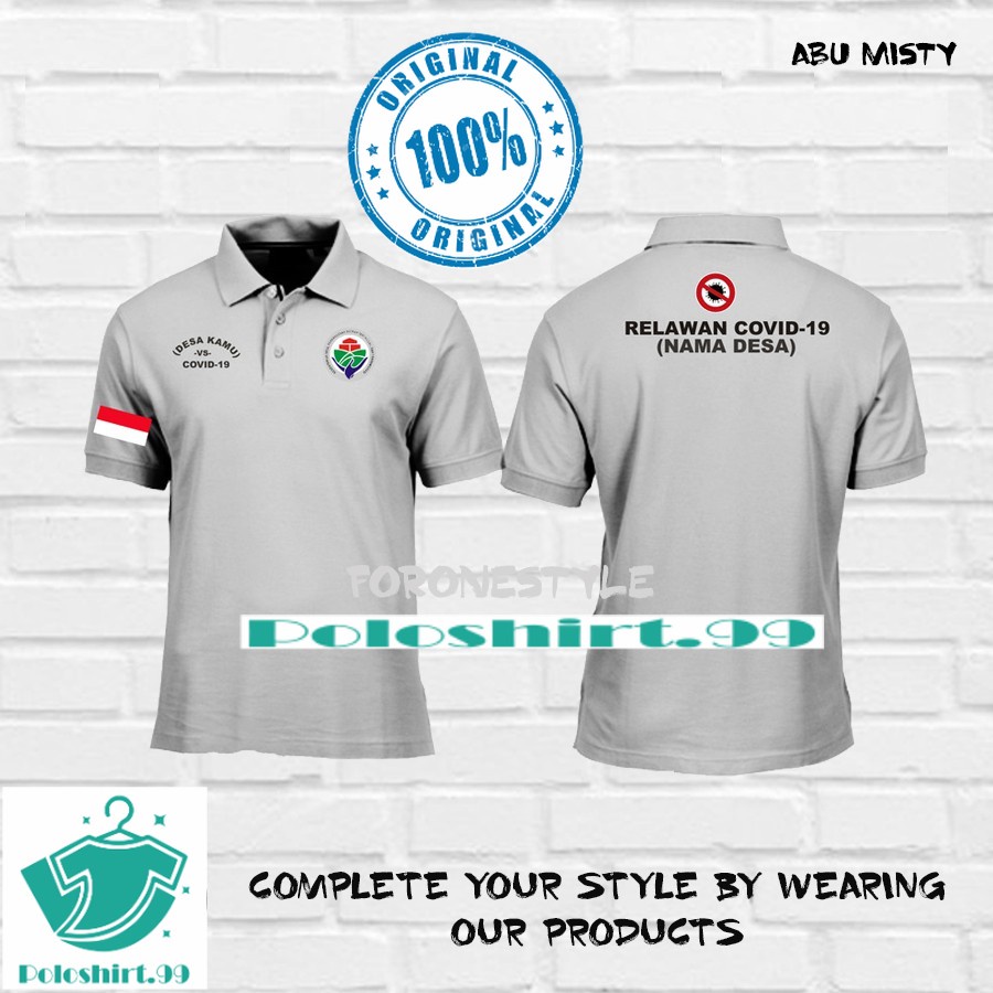 Poloshirt / Kaos Kerah RELAWAN COVID 19 FREE NAMA DAERAH - CORONA