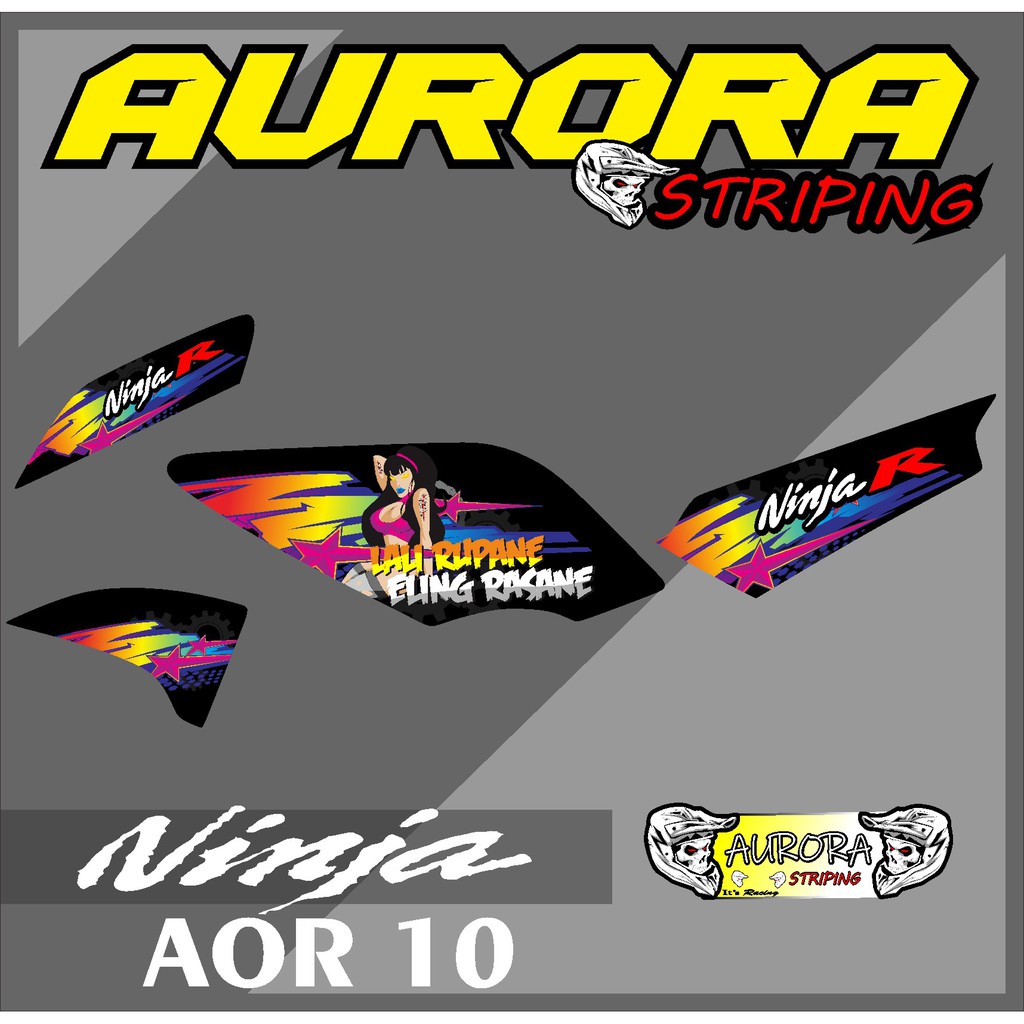 COD Stiker Striping Variasi List Ninja 150 R/SS Desain Mothai Thailand MLETRE AOR-10