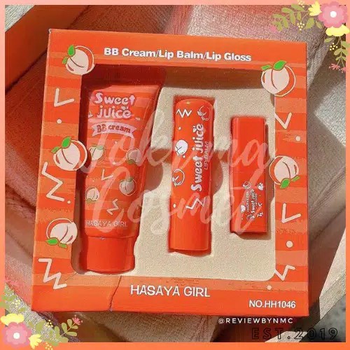 cod Hasaya Girl Set 3in1 Foundation + Lipgloss + Lipbalm Peach | Strawberry