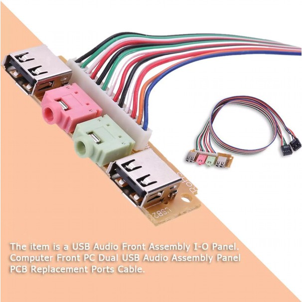 2 USB 2.0 Port Casing Komputer PC Panel Depan USB Mikrofon Audio Kabel