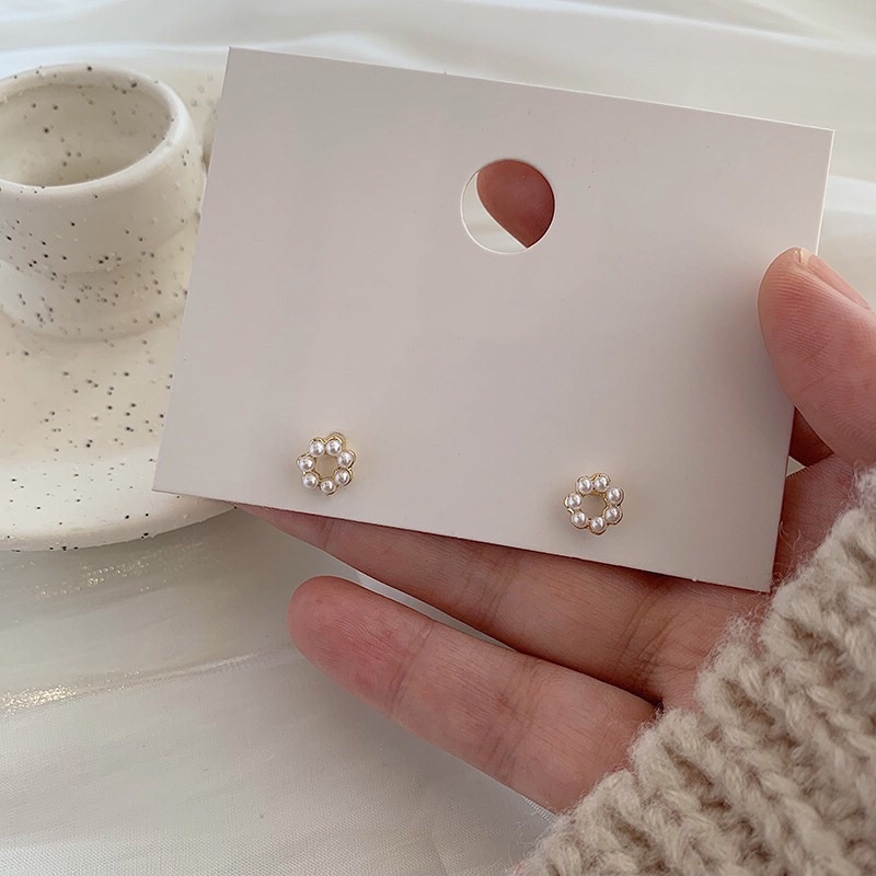 We Flower Simple Chic Small Pearl Stud Earrings for Women Girls Korean Fashion Ear Jewelry