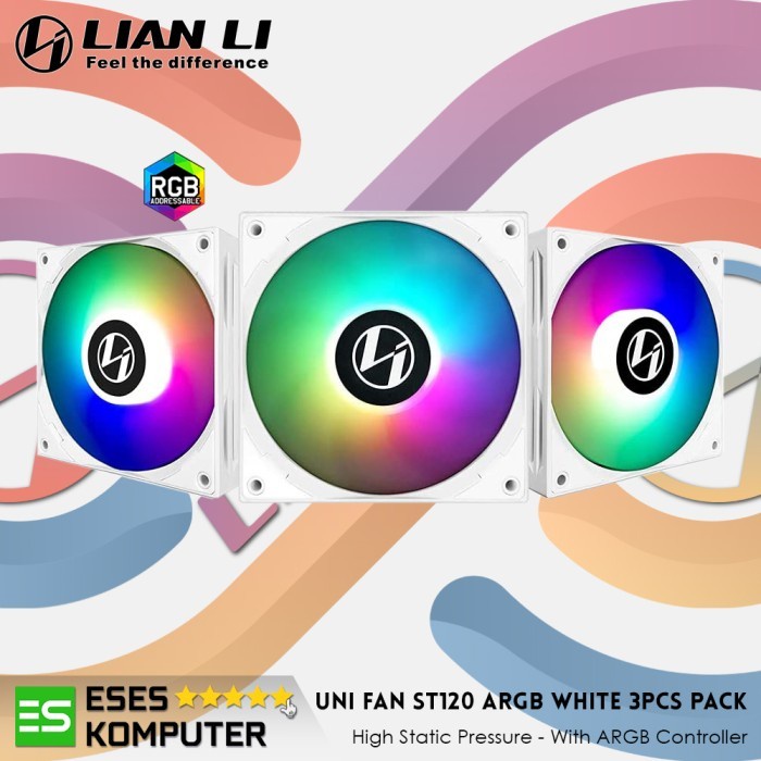 Fan LIAN LI ST120 WHITE - 3PCS 120MM PWM ARGB Sync with FAN CONTROLLER