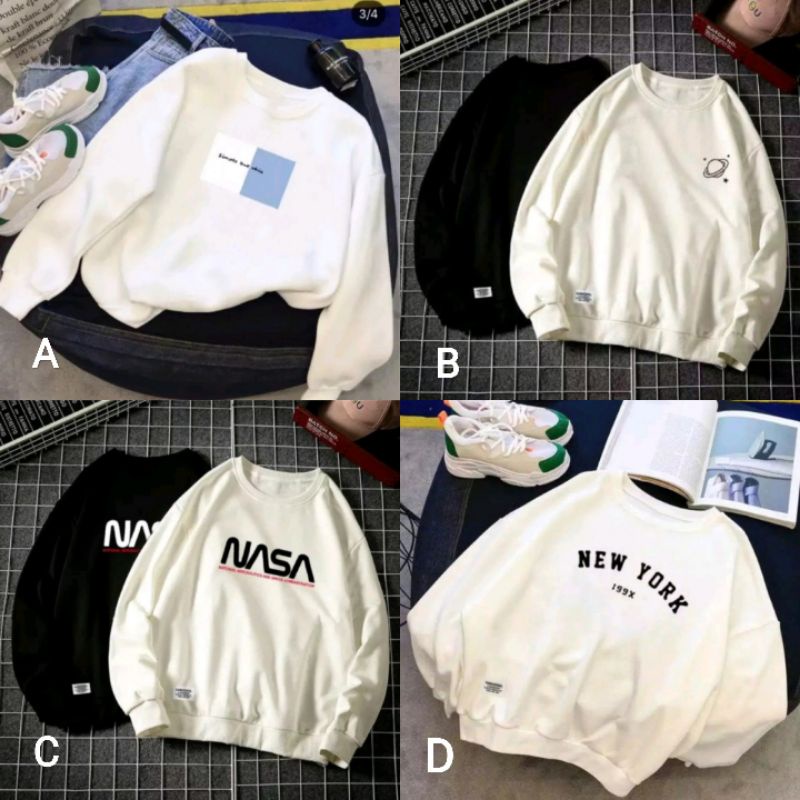 Sweater wanita sweater basic hitam putih