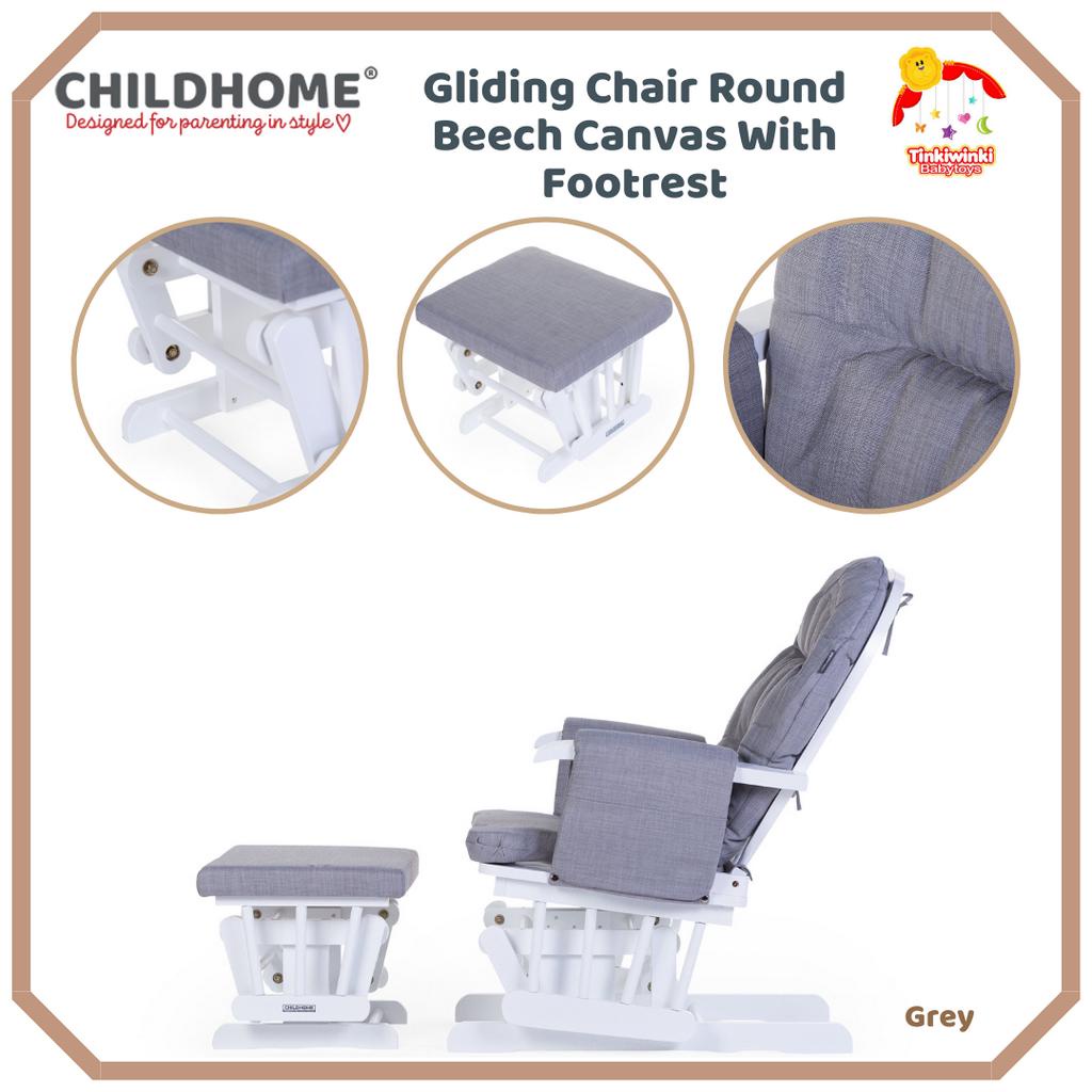 Childhome Gliding Chair Round Beech Canvas With Footrest