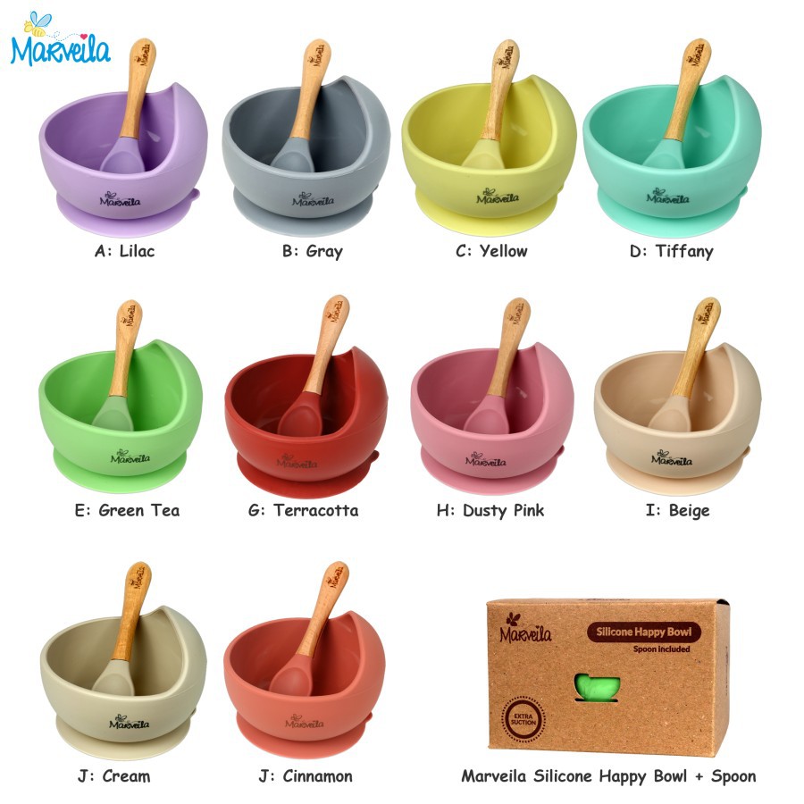 Marveila Silicone Bowl + Spoon / Mangkok Makan Bayi