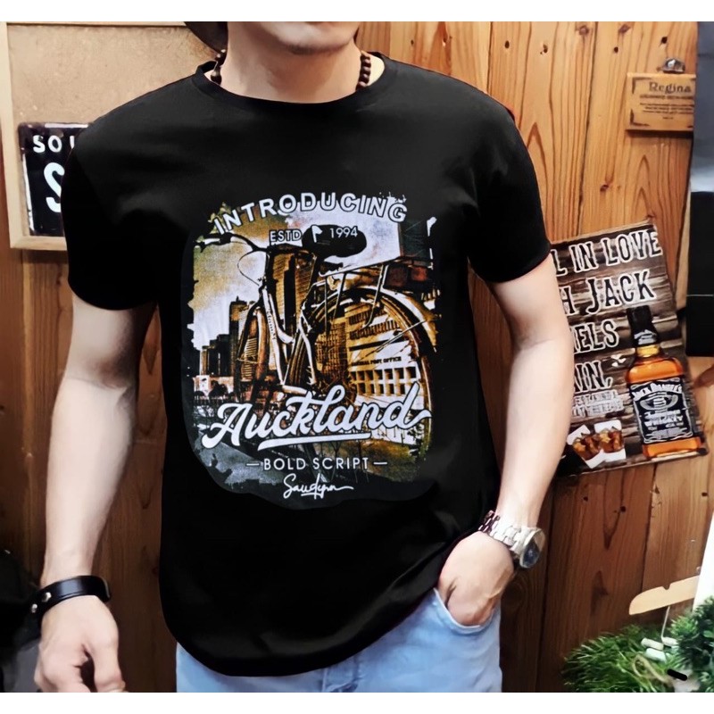 Kaos Pria Motif Keren Lengan Pendek / Gambar Sepeda Onthel / UK L-XL / Shalch Trendy