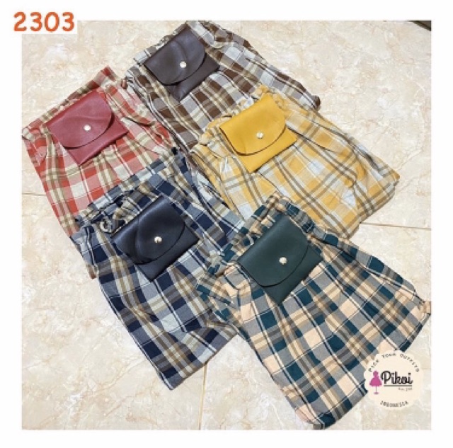 Celana panjang wanita murah / celana flanel wanita / celana highwaist cewek / celana kotak cewe 2303