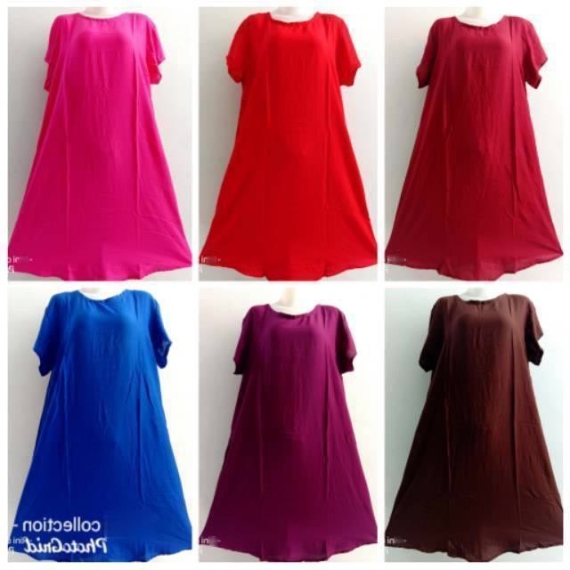 DASTER POLOS BALI MURAH -- Daster Dress Pakaian  Kekinian Jumbo Murah Busui Panjang Nyaman Adem Lemb