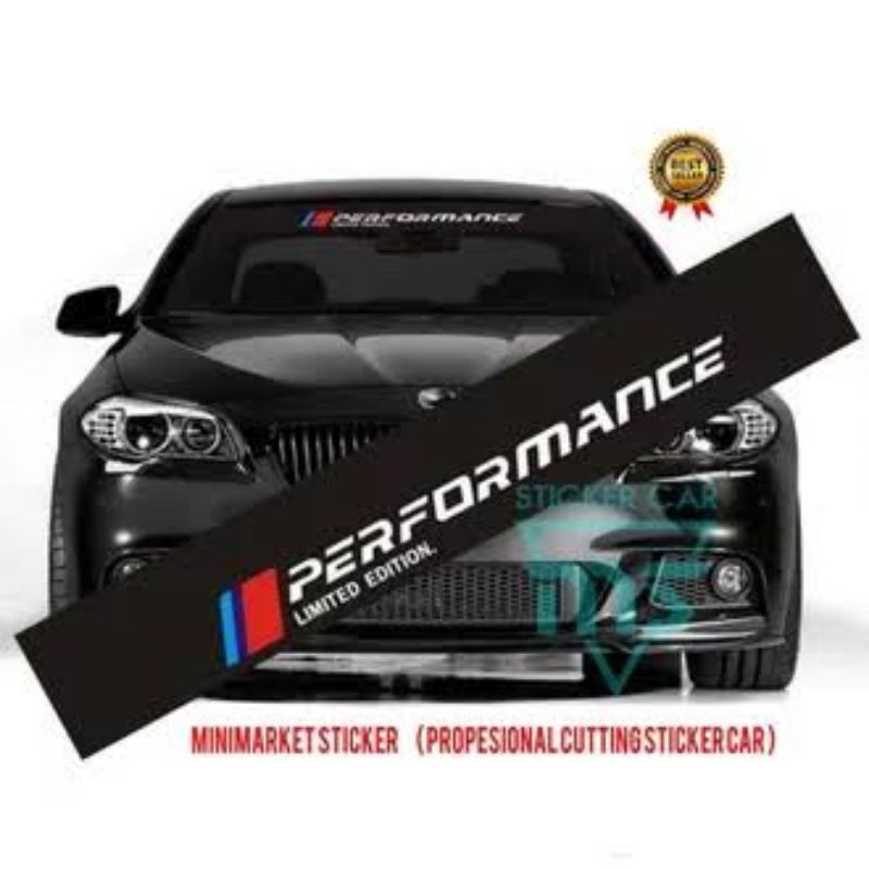 stiker kaca depan PERFOMANCE with background hitam mobil universal