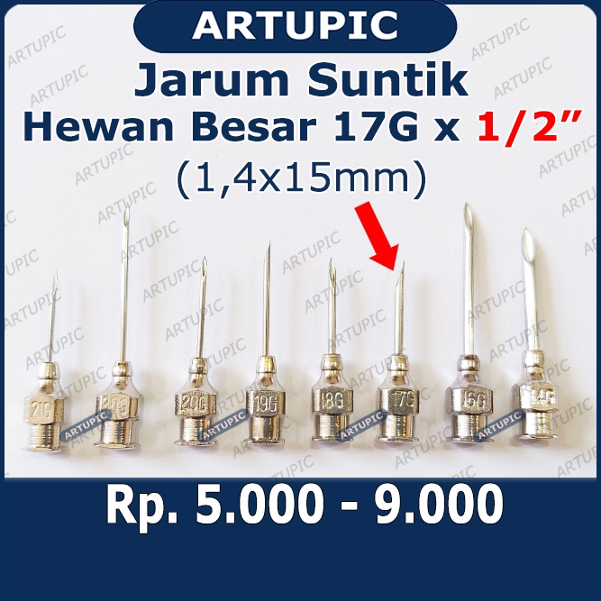 Jarum Suntik Hewan Besar 17G x 1/2 inch Vaksin Ternak Sapi Babi Kuda Vet Needle Stainless Steel