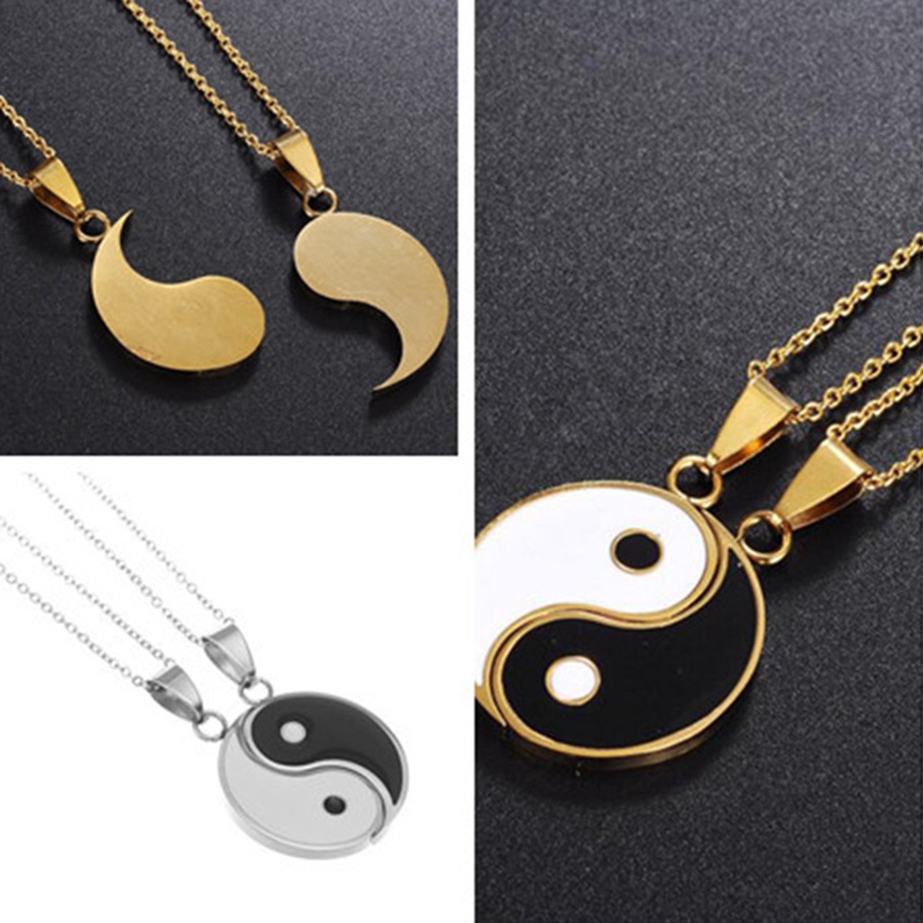 Hu Hu Hu Hu Hu Alat Bantu Pasang Kacamata♡ 1 Pasang Kalung Liontin Tai Chi Warna Kontras Gaya Tradisional Untuk Pria