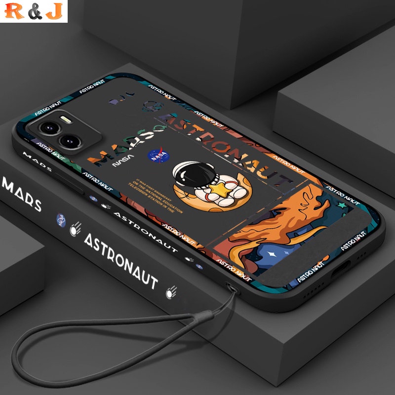 Mars Soft Case TPU Motif Astronot + Lanyard Untuk VIVO Y22 Y16 Y35 Y15S Y15A Y21T Y12A Y12S Y21S Y33S Y11 Y12 Y15 Y17 Y19 Y20i Y20i Y50S Y1 NEO Y30 Y19 Y23S Y91C