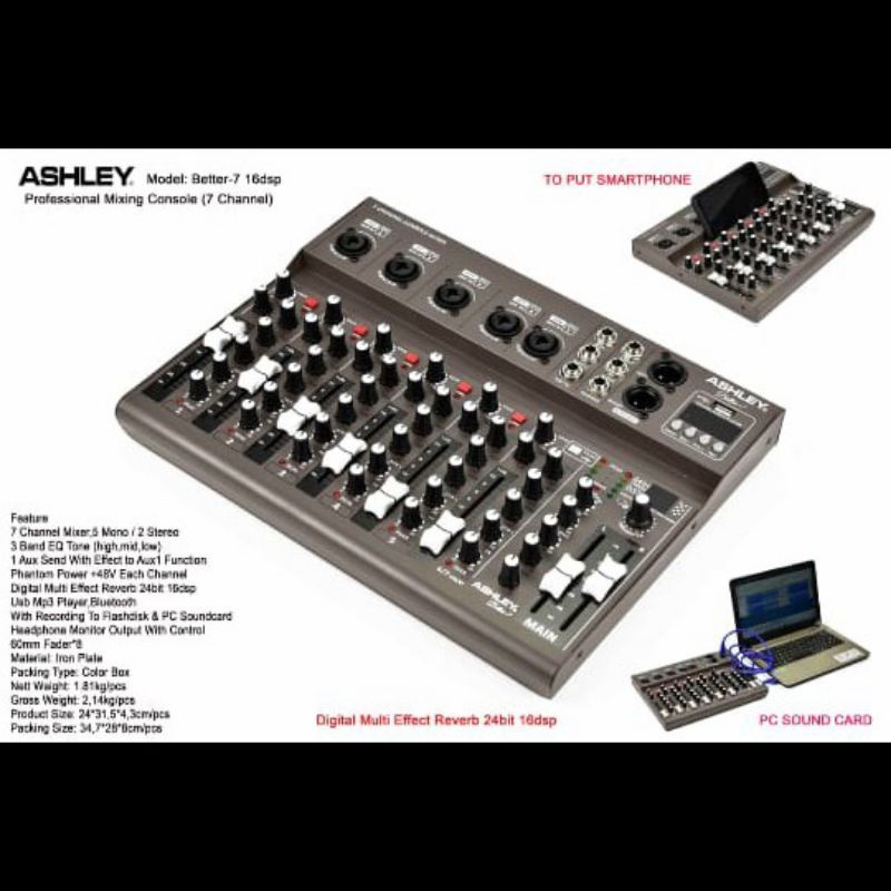 Mixer Audio 7ch 7 Channel Ashley Better-7 Better7 Better 7 TERBAIK