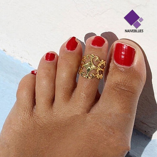 Naiveblue &gt; Cincin Kaki Terbuka Adjustable Desain Hollow Untuk Wanita / Pesta / Pantai