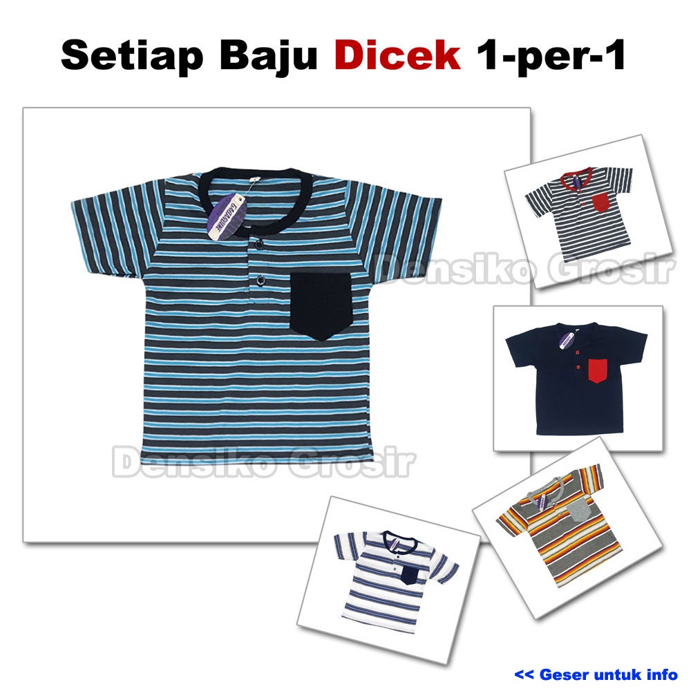 Kaos Anak Salur, Polos (4) Unisex Baju Anak Bahan Katun Dengan Kancing dan Saku